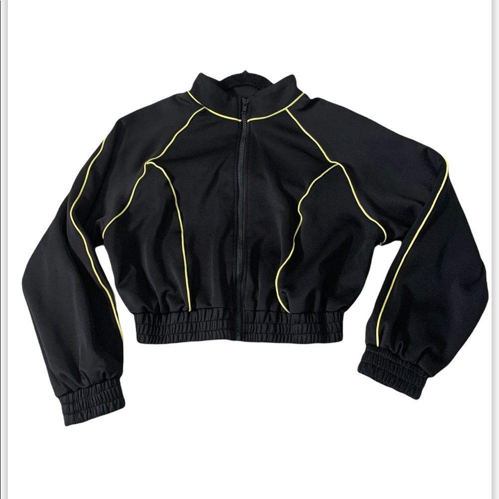 Black and yellow crop top jacket
